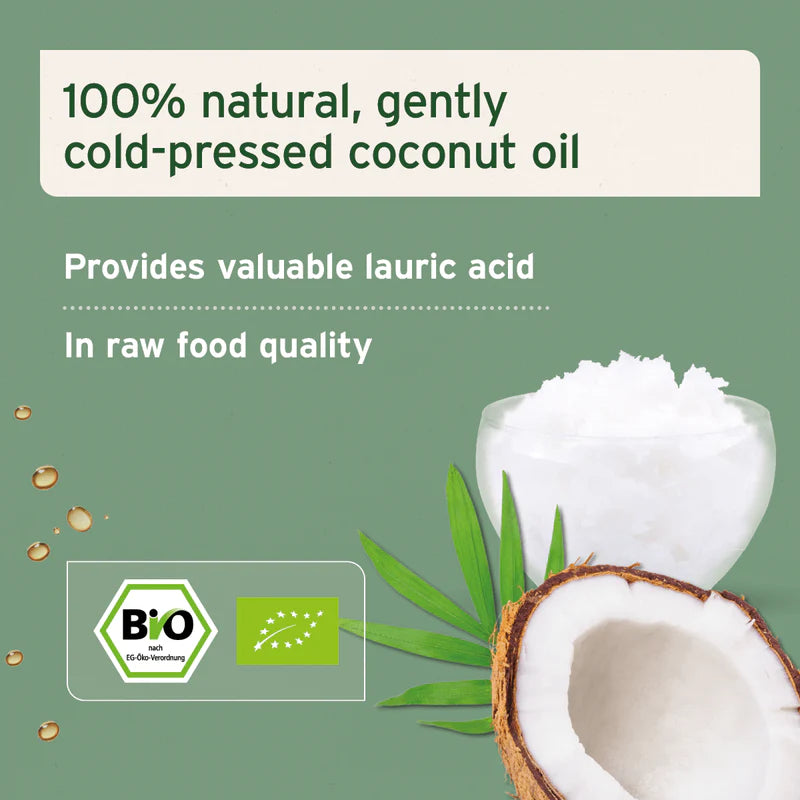 Coconut oil  natural and organic qualities. Helps Prevent worms and ticks
