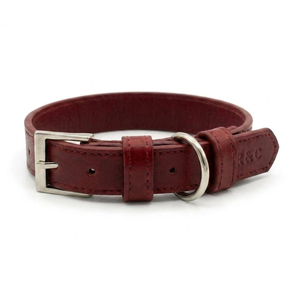 The Oxblood Red Luxury Vegan Leather Dog Collar | Ralph & Co.