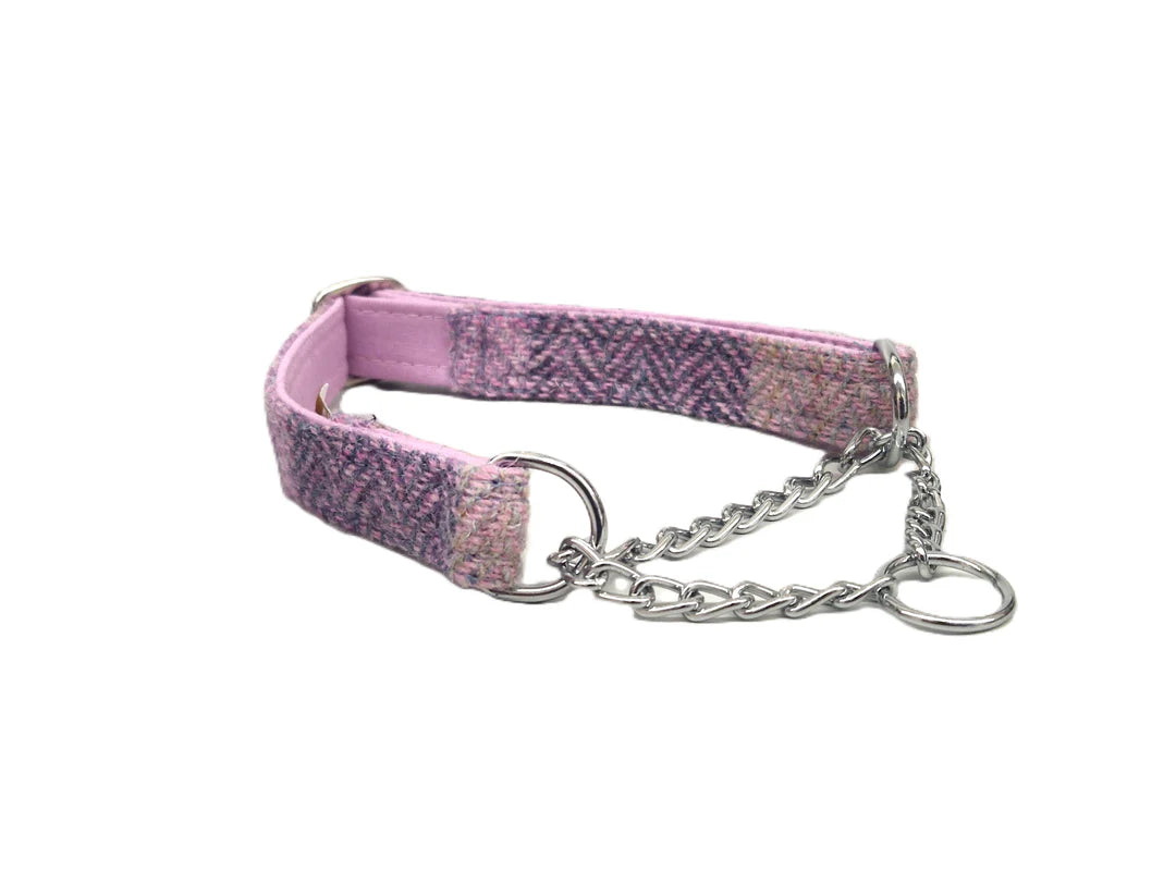 Pretty Pink Block Herringbone Martingdale Half Choke Collars