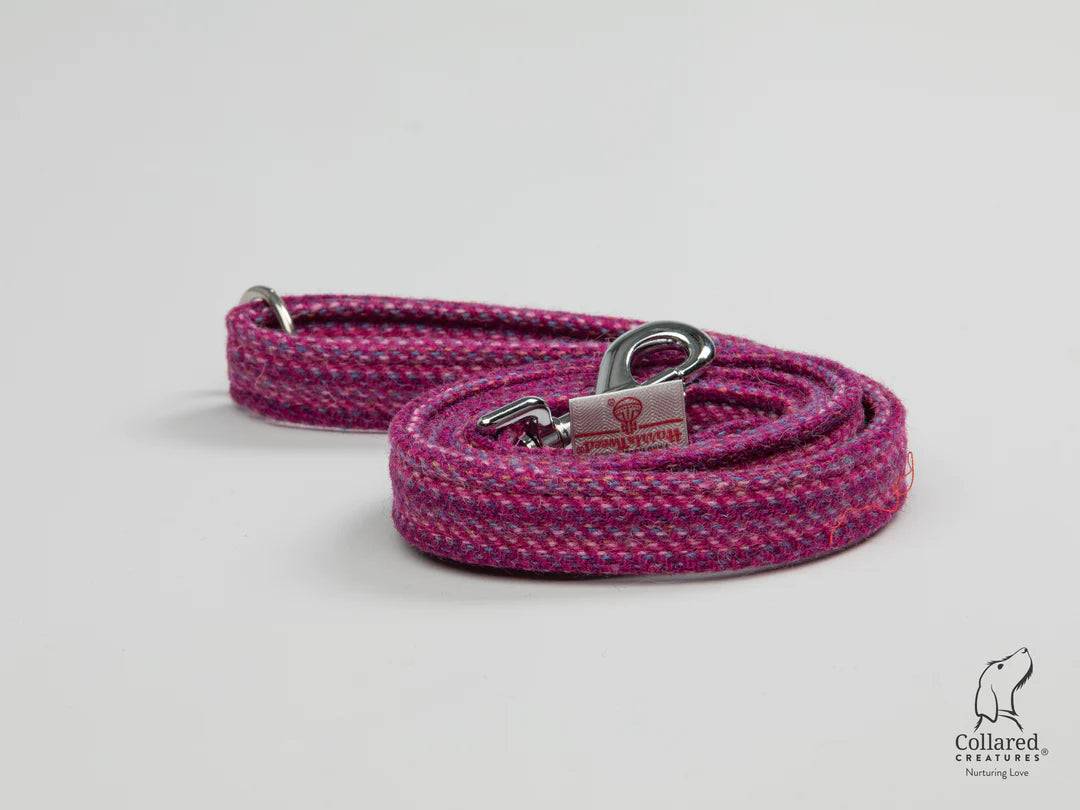 Harris Tweed Pink Kaona dog lead