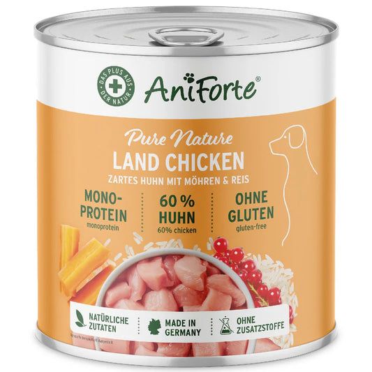 AniForte dog food can with 'Pure Nature Land Chicken'  