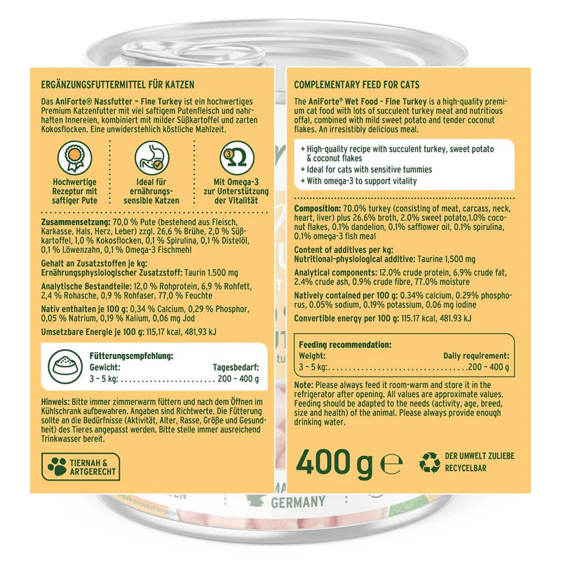 400g cat food nutritional information and recycling details