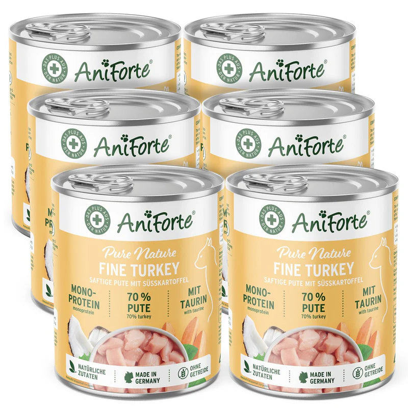 6 cans of 400g AniForte canned Cat food for fine turkey  
