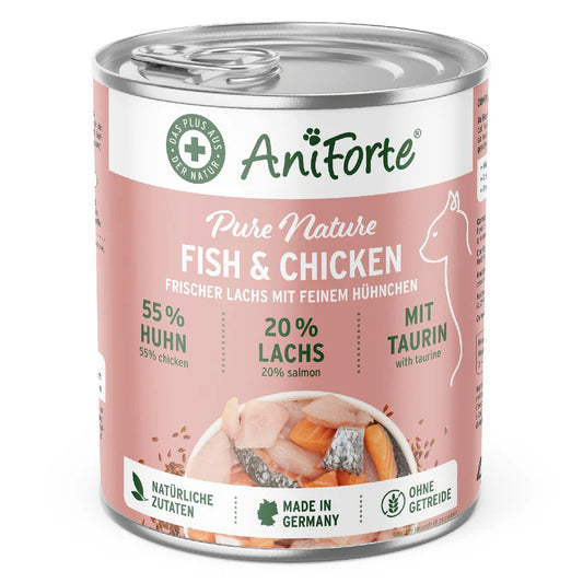 AniForte canned pet food with fish and chicken for cats 400g