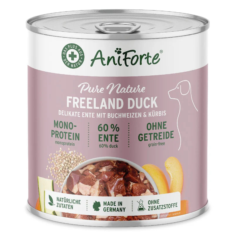AniForte dog food can with Duck