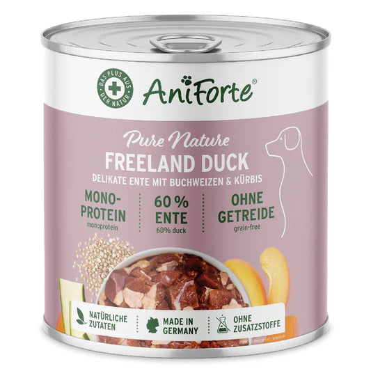 AniForte dog food can with Duck