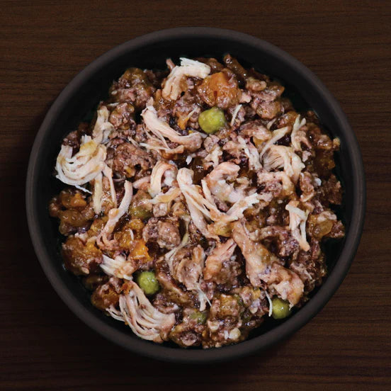 Bowl of JR Complete Wellbeing Rabbit & Chicken wet dog food