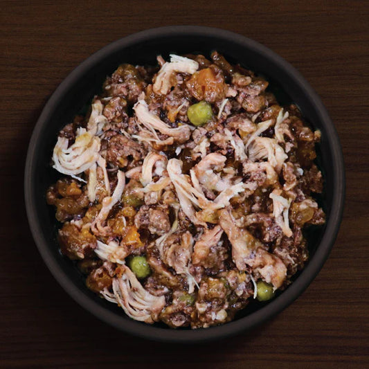Bowl of JR Complete Wellbeing Rabbit & Chicken wet dog food