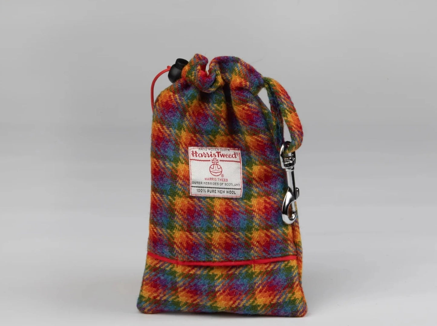 Collared Creatures Harris Tweed Treat bag Rainbow Check