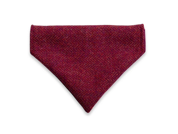 Harris Tweed bandana raspberry & coral herringbone