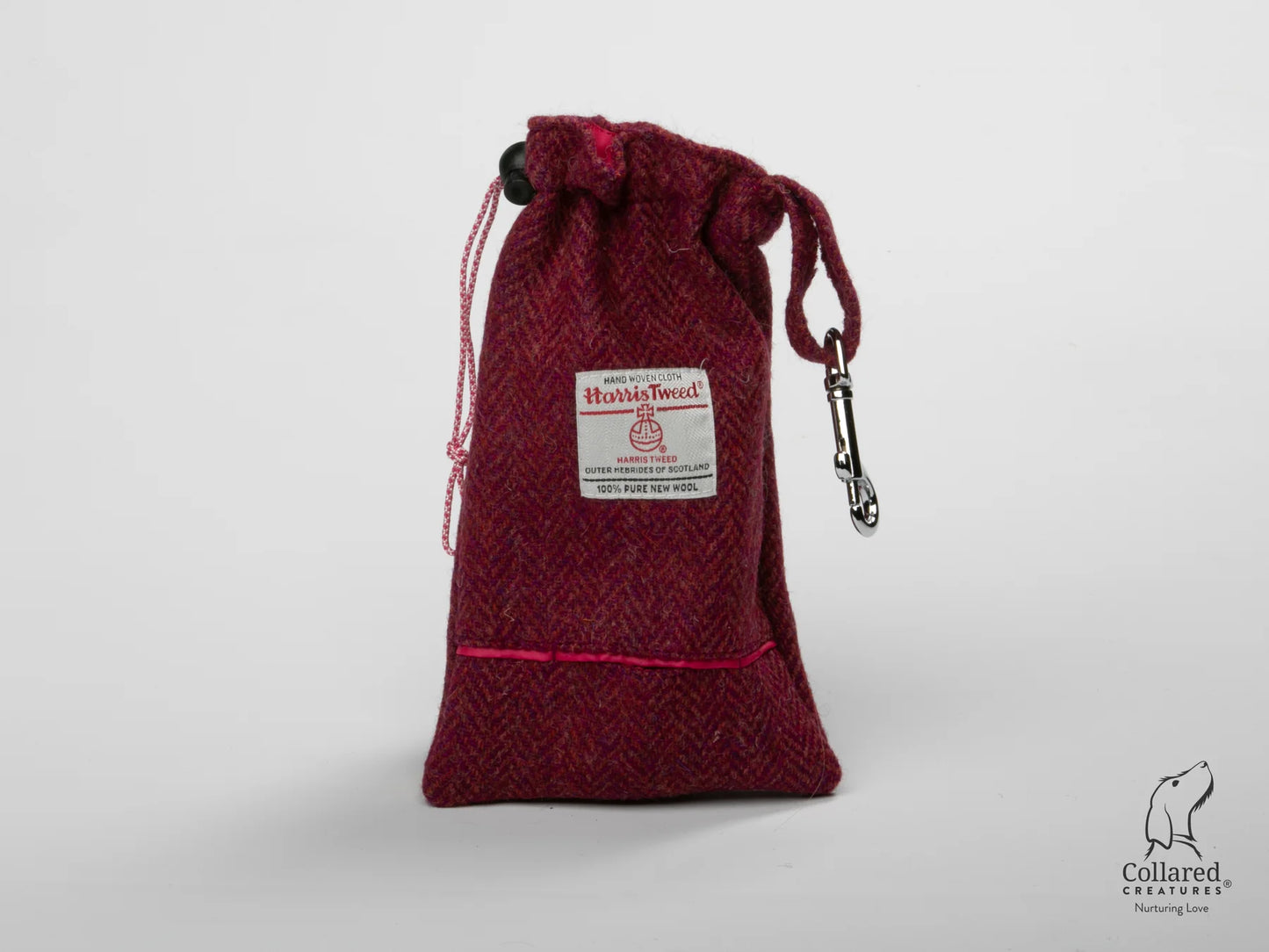 Harris Tweed Raspberry & Coral Herringbone Dog Treatbag