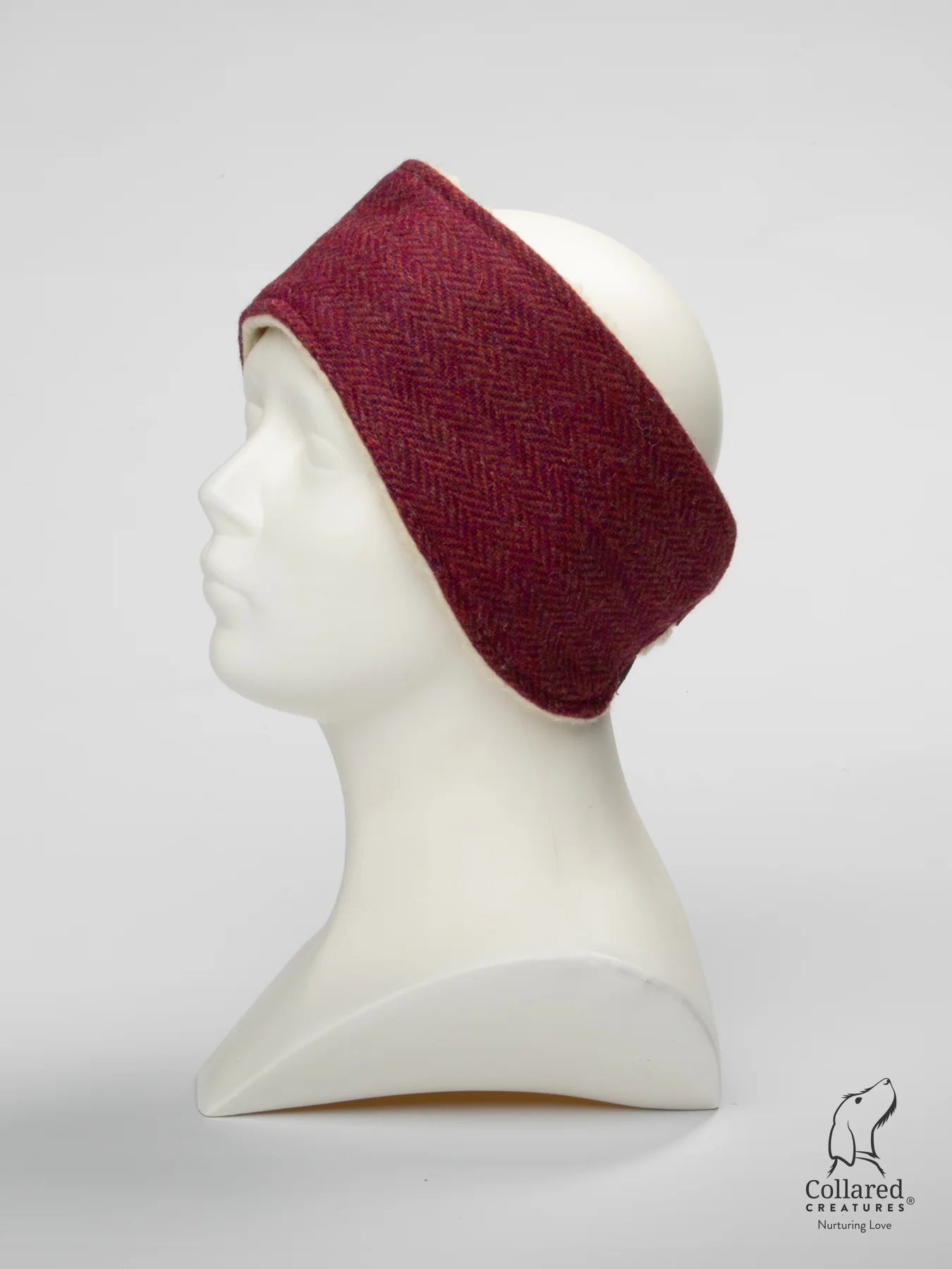 Harris Tweed Ladies Head band Raspberry & Coral Check