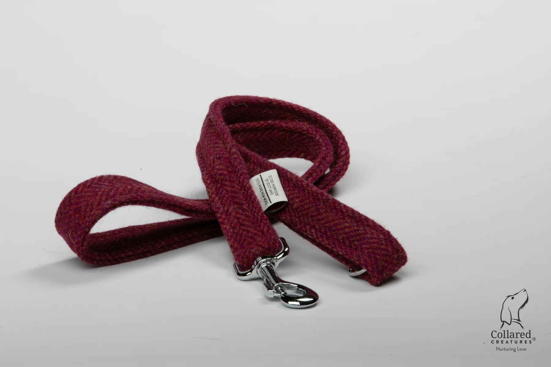 Harris Tweed Raspberry & Coral Herringbone Dog Lead