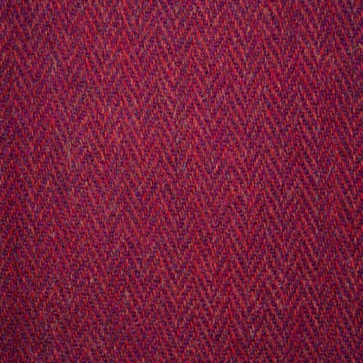 Harris Tweed raspberry & coral herringbone pattern