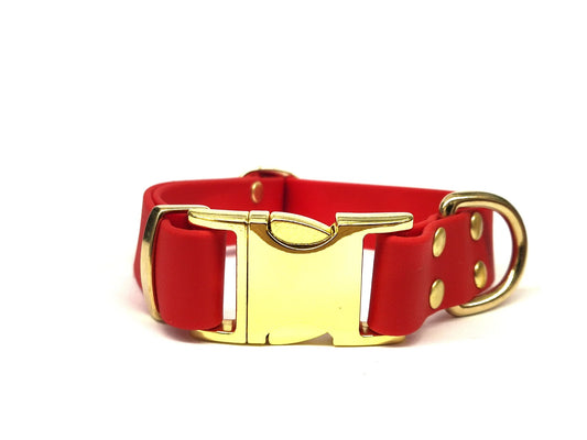 Red Waterproof Metal Clasp Dog Collar