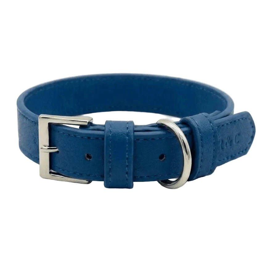 Royal Blue Luxury Vegan Leather Dog Collar | Ralph & Co
