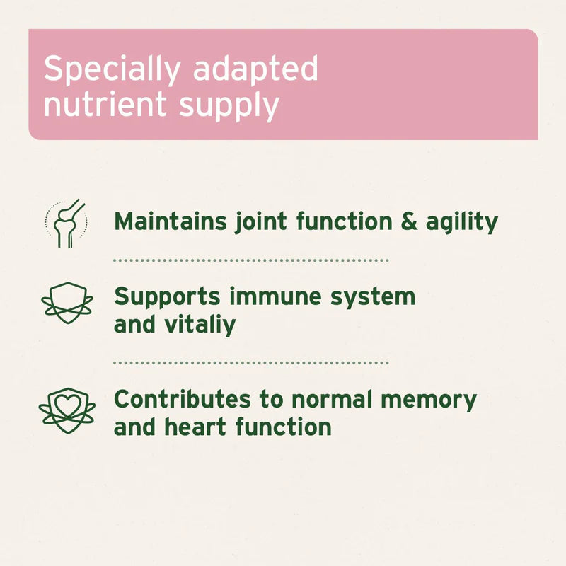 Nutritional benefits of a specially adapted nutrient supply - Senior Active – Natural Supplement for Senior Dogs