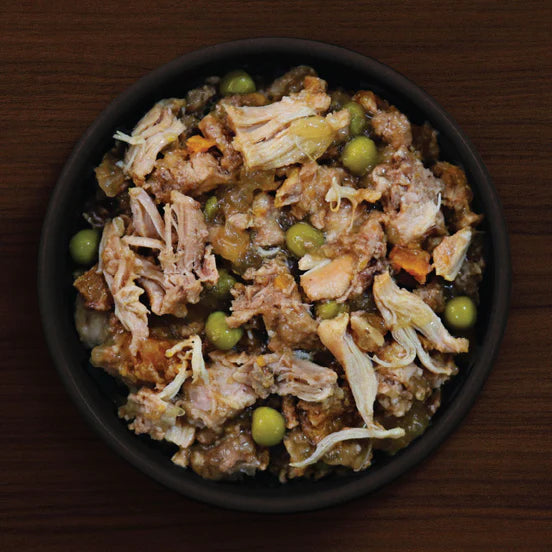 Simply Chicken Complete Wellbeing wet dog food Meat carrots & peas bowl