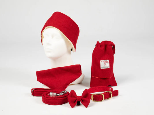 Harris tweed simply red dog collar lead accessories collection