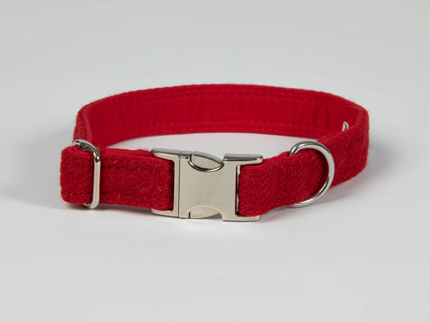 Harris Tweed dog Collar Simply Red