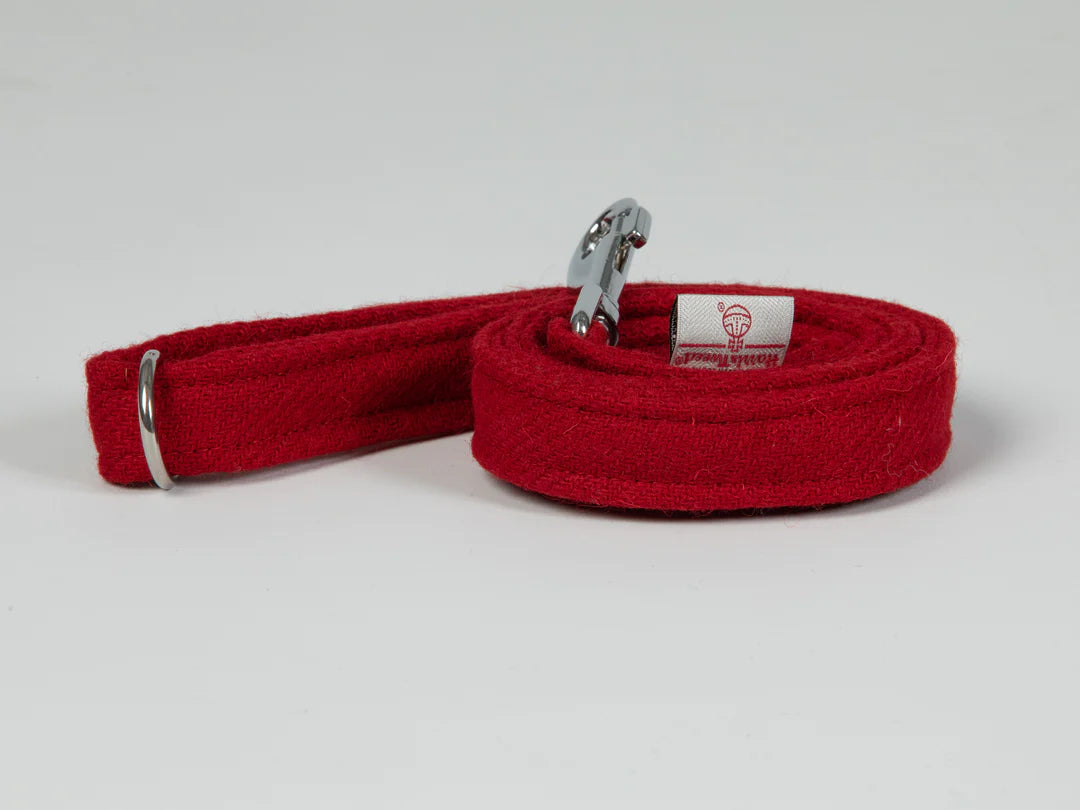 Harris tweed Dog Lead  Simply Red