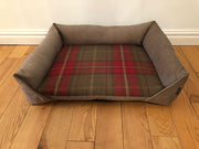 Dog Sofa Bed Checked Velour