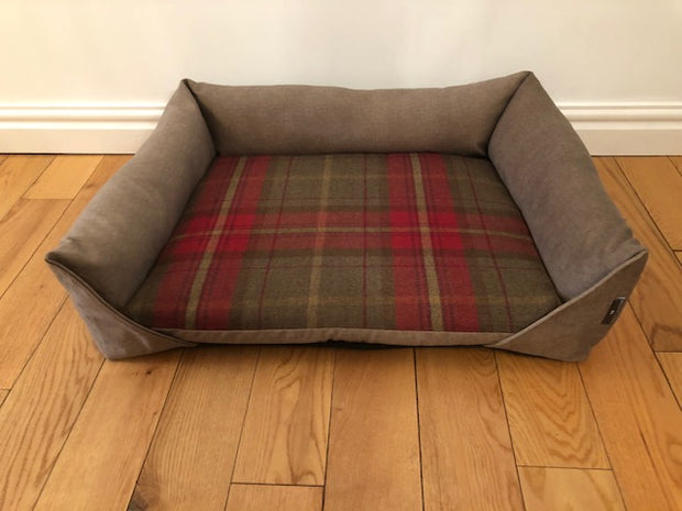 Dog Sofa Bed Checked Velour
