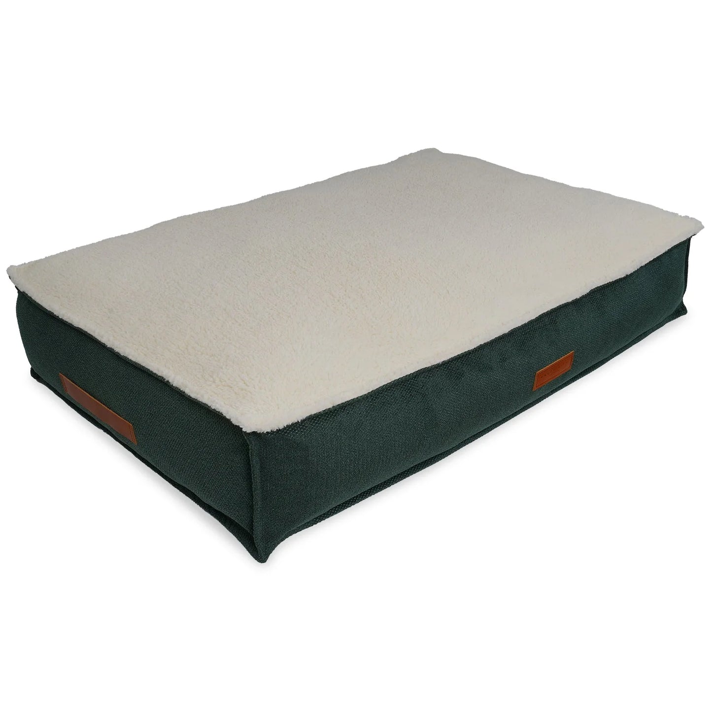 Ralph & Co Richmond Luxury Green Stonewashed Dog Bed With Removable Sherpa Fleece Top