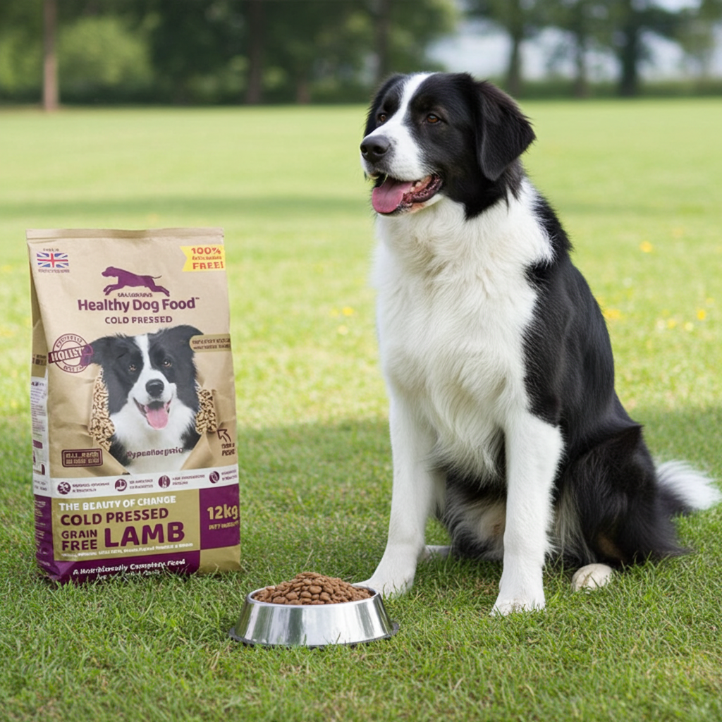 Coldpressed dog food with working dog