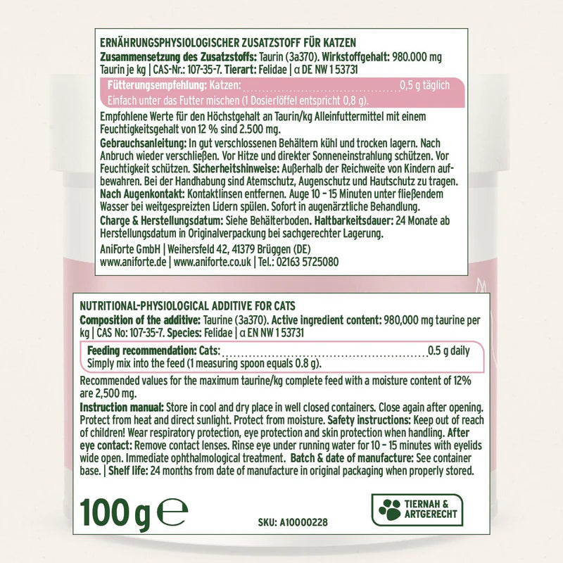 AniForte® Taurine Powder for Cats - Essential Amino Acid Supplement  product details.