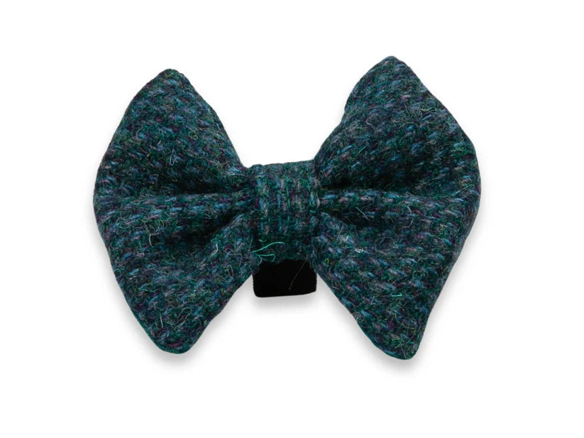Harris Tweed Teal with a Touch of Blue Dog Bow Tie