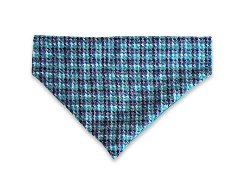 Harris Tweed Teal Lilac & Black Dog Bandana
