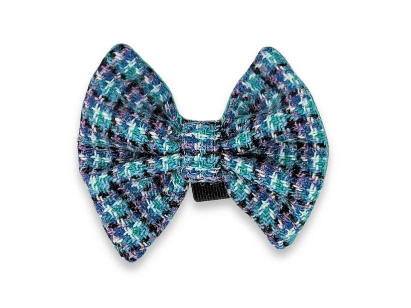 Harris Tweed Teal Lilac & Black Dog Bow Tie