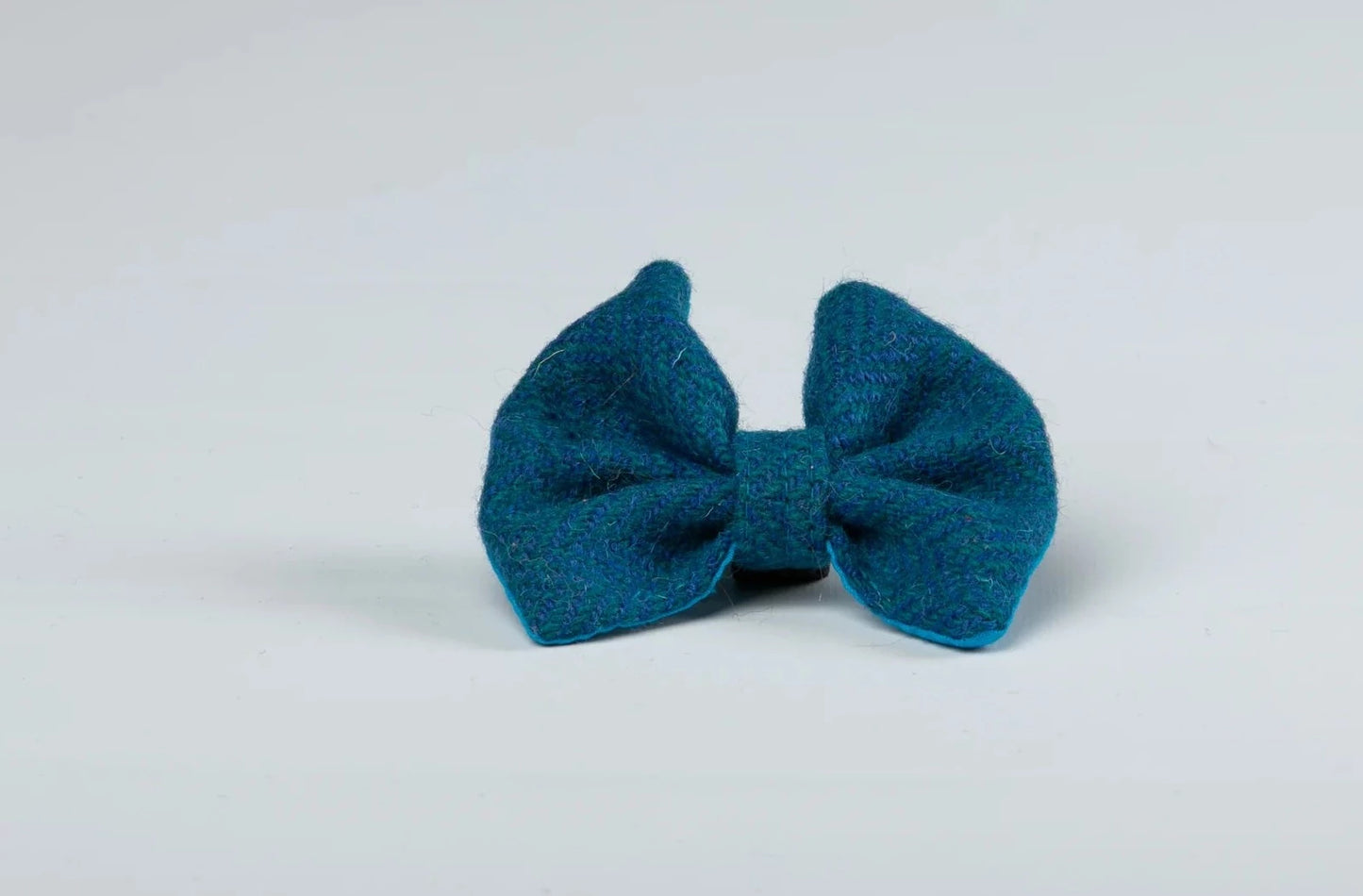 Harris tweed Dog Bow Tie Teal herringbone