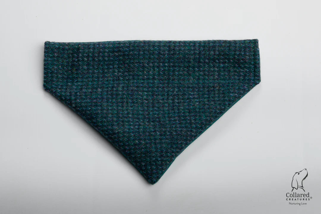 Harris Tweed dog Bandana Teal with a Touch of Blue