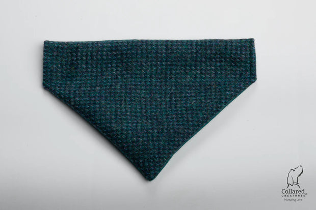 Harris tweed Dog Bandana Teal with a touch of Blue