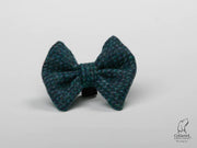 Harris Tweed dog Bow Tie Teal with a Touch of Blue