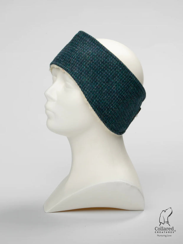 Harris Tweed Ladies Headband Teal with a Touch of Blue