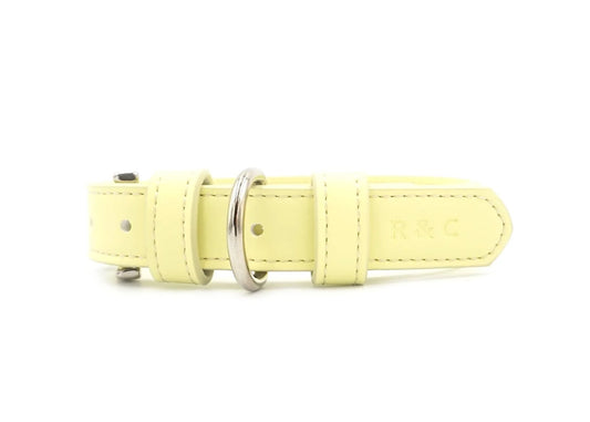 Yellow Luxury Vegan Leather Dog Collar 