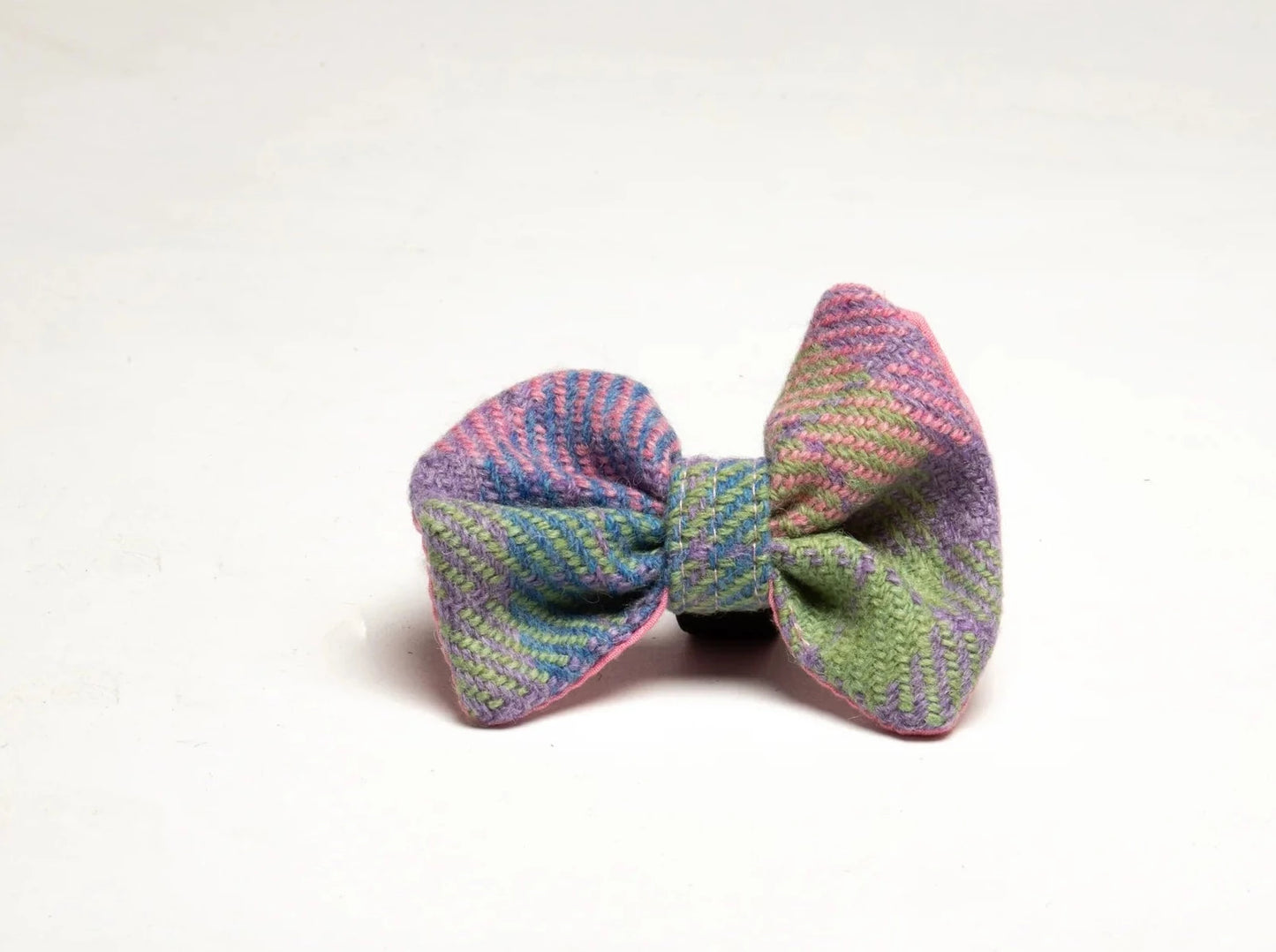 Harris tweed Dog Bow Tie Hydrangea