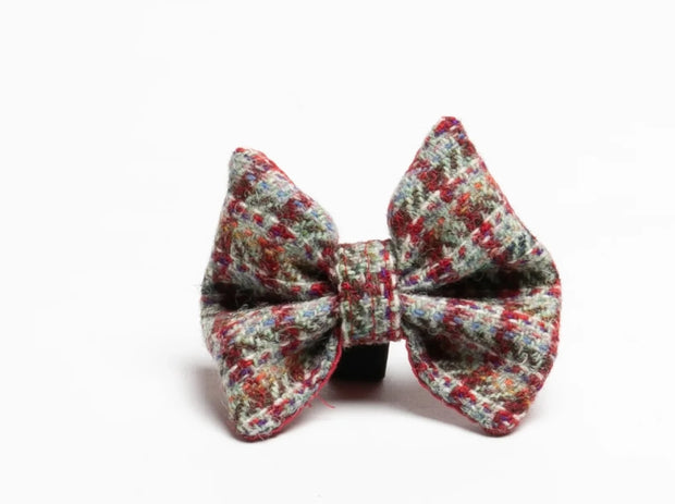 Harris tweed Dog Bow Tie Red Multi Check